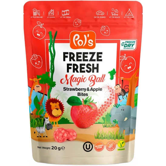 Pols Freeze Fresh Magic Ball Freeze-Dried Strawberry & Apple Bites